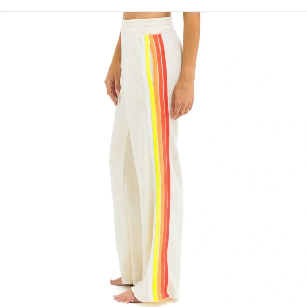 NWTA Aviator Nation Cream Lounge Pants with Neon Stripes- Medium - Picture 15 of 16